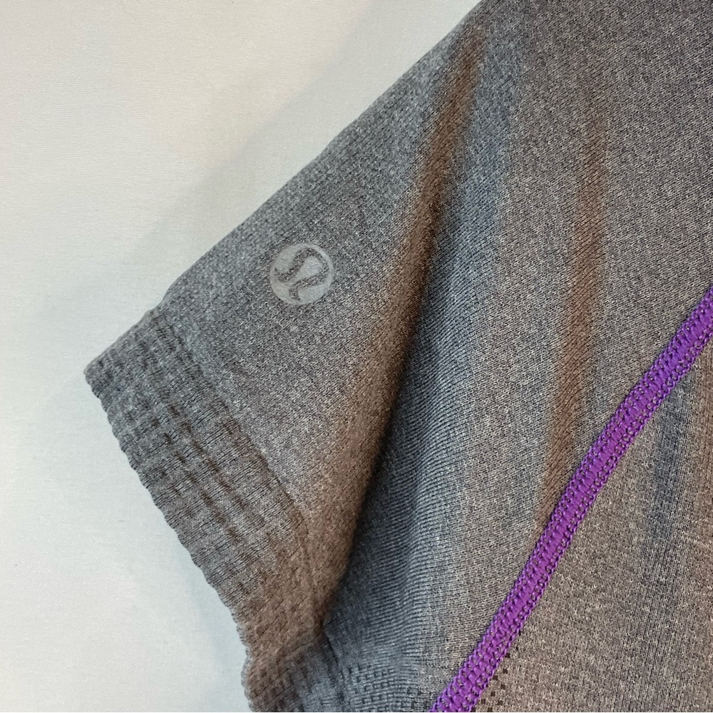 Grey and purple LULULEMON t shirt athletic shirt - Picture 2 of 12